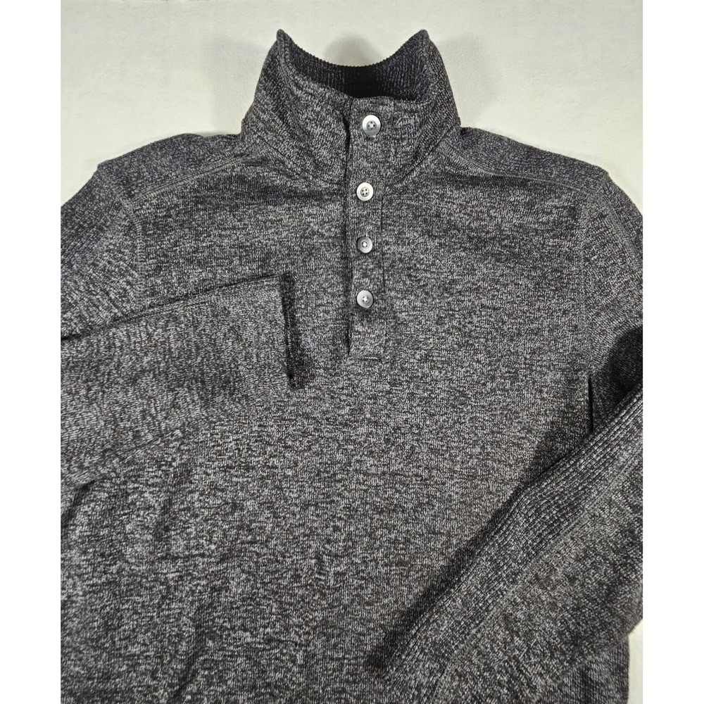 Van Heusen Flex Mens Large Gray Marled Mockโ Neck Quarter Button Sweater 528520